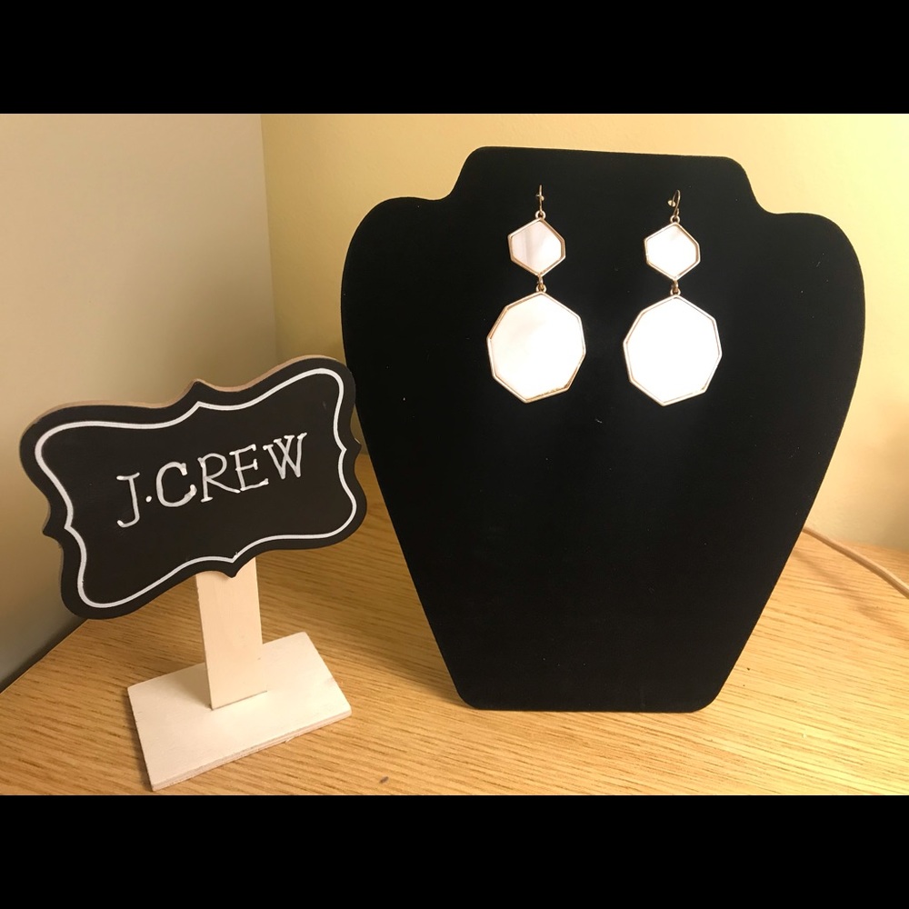 J. Crew white opal and gold teardrop earrings